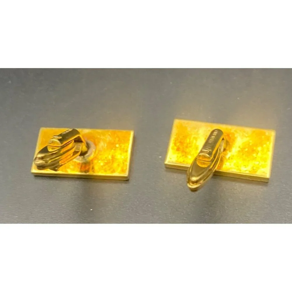 Vintage Rectangular Rolled Gold Cufflinks Ribbed Bar Design Groom Prom MCM